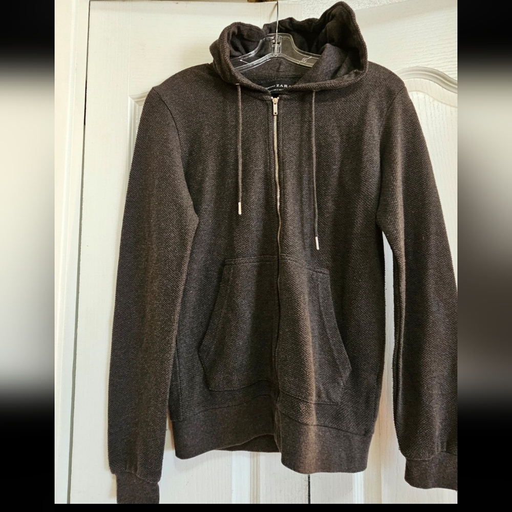 ZARA mens knitted zip-up hoodie